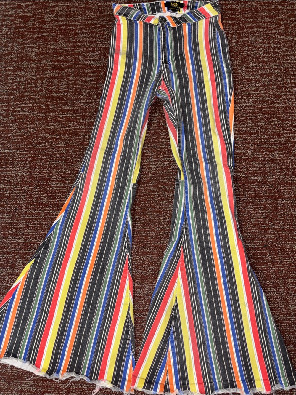 Lucky & Blessed striped multicolor bell bottom jeans western cowgirl big bell 6 - Picture 2 of 16